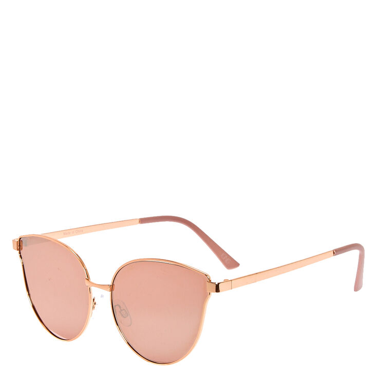 Rose Gold Cat Eye High Brow Sunglasses,