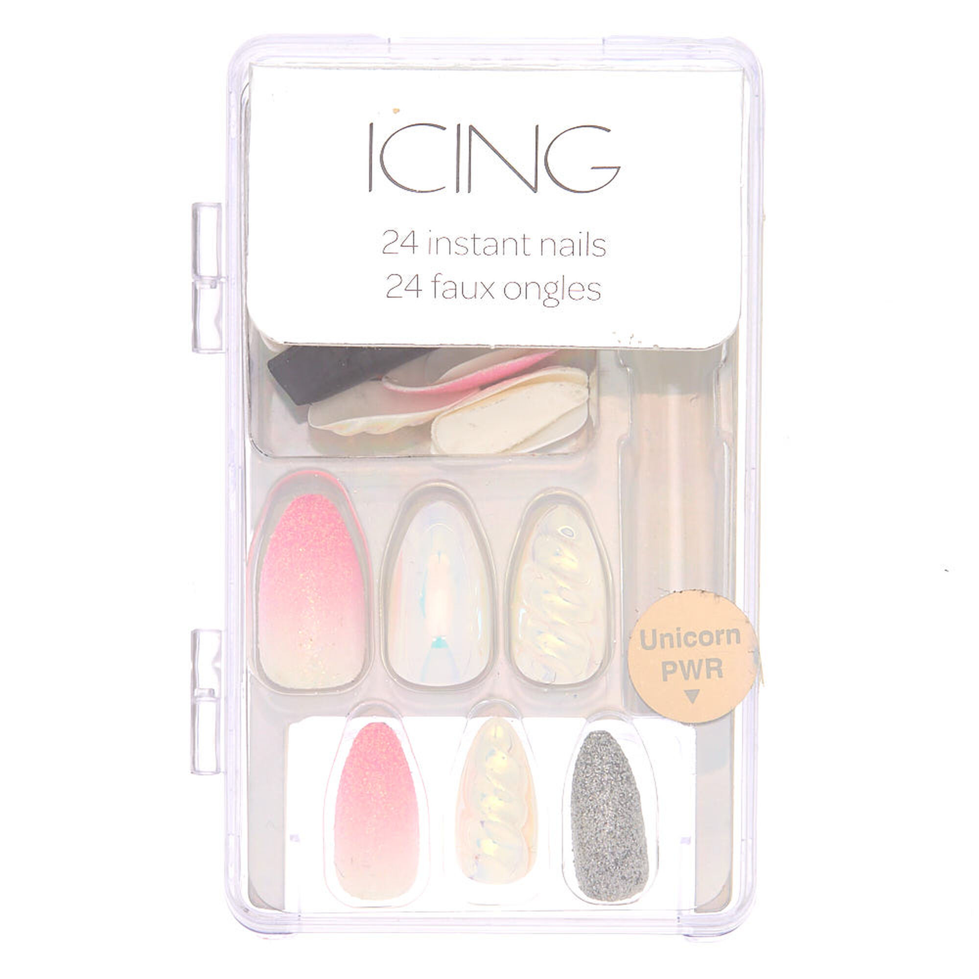 Unicorn Pwr Faux Nail Set Iridescent 24 Pack Icing Us