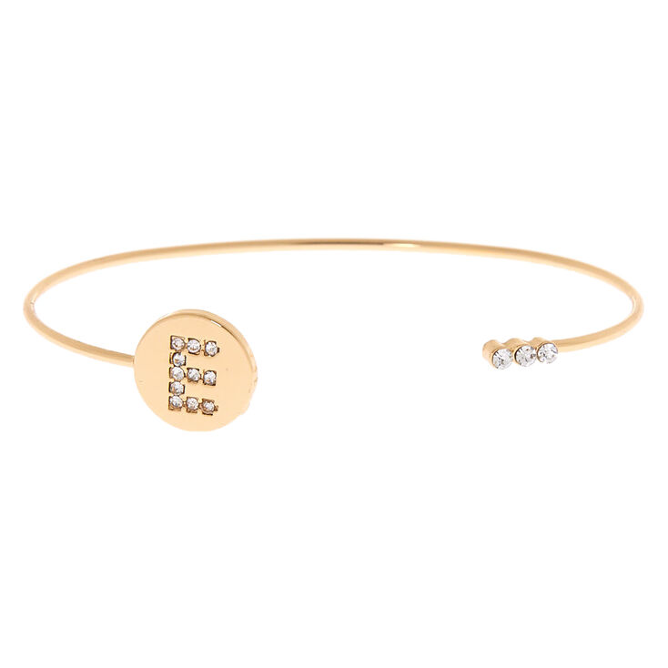 Gold Initial Cuff Bracelet - E,