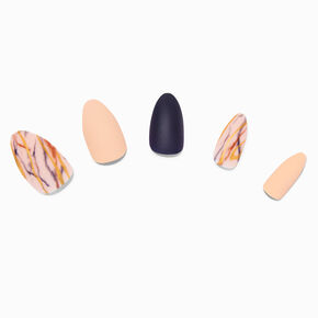 Tan Marble Stiletto Vegan Faux Nail Set - 24 Pack,