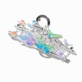 Iridescent Butterfly Silver Metal Hair Claw,