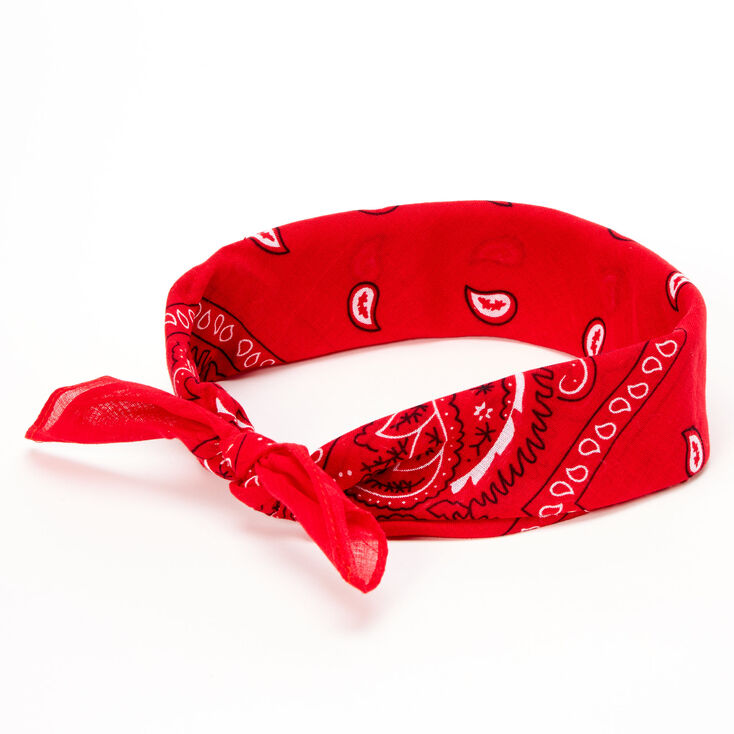 Paisley Print Bandana Headwrap - Red,