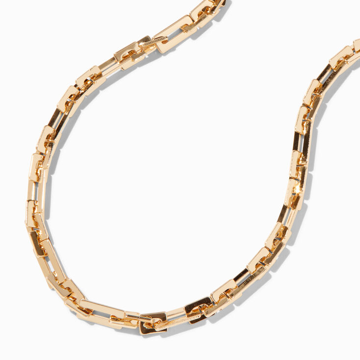 Gold-tone Square Rectangle Chain Necklace,