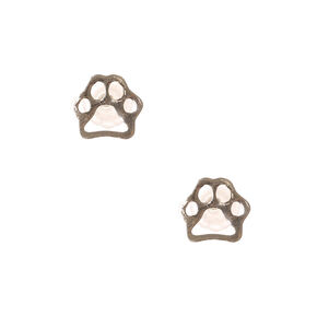 Sterling Silver Paw Print Outline Stud Earrings,