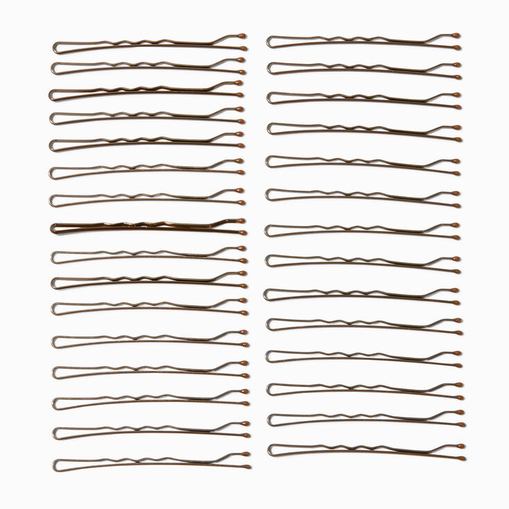 Large Basic Bobby Pins - Brown, 30 Pack,