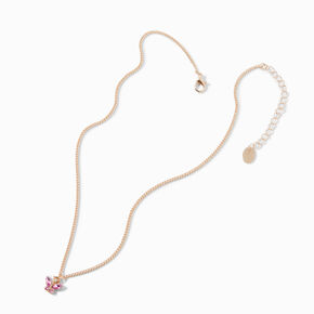 Gold-tone Butterfly Birthstone Pendant Necklace - October,