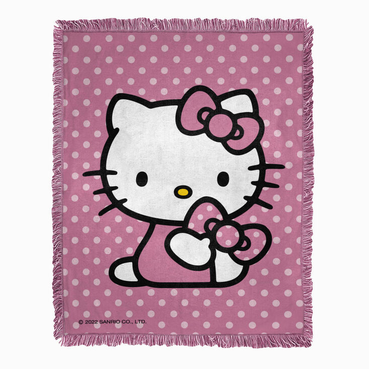 Hello Kitty&reg; Pink Polka Dots Woven Jacquard Throw &#40;ds&#41;,