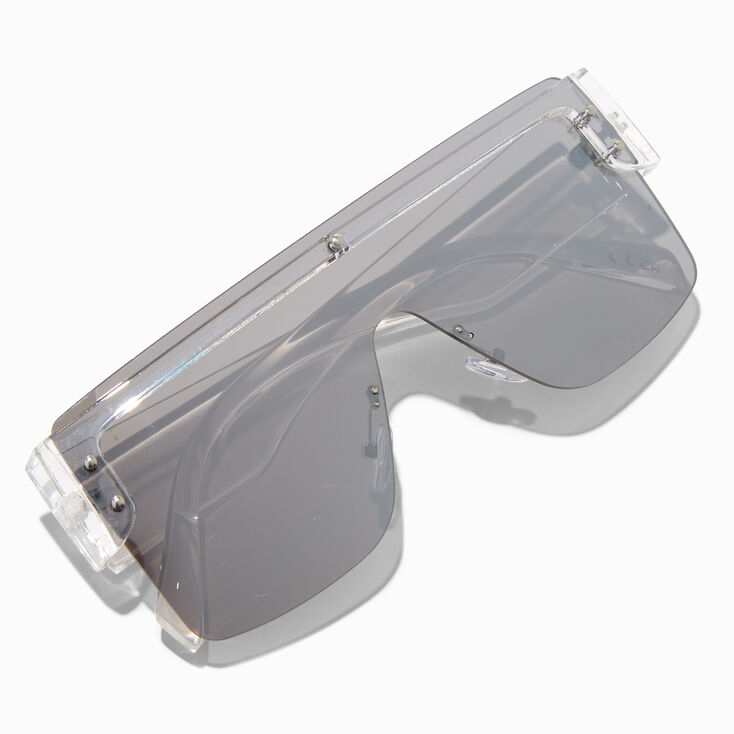 Gray Shield Clear Sunglasses,