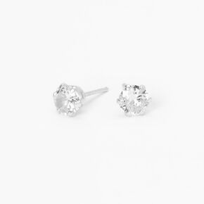 Sterling Silver Cubic Zirconia 6MM Round Stud Earrings,