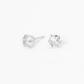 Sterling Silver Cubic Zirconia 6MM Round Stud Earrings,