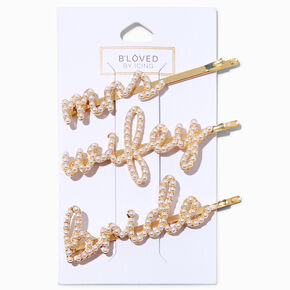 Pearl &amp; Gold Bride Hair Pins - 3 Pack,