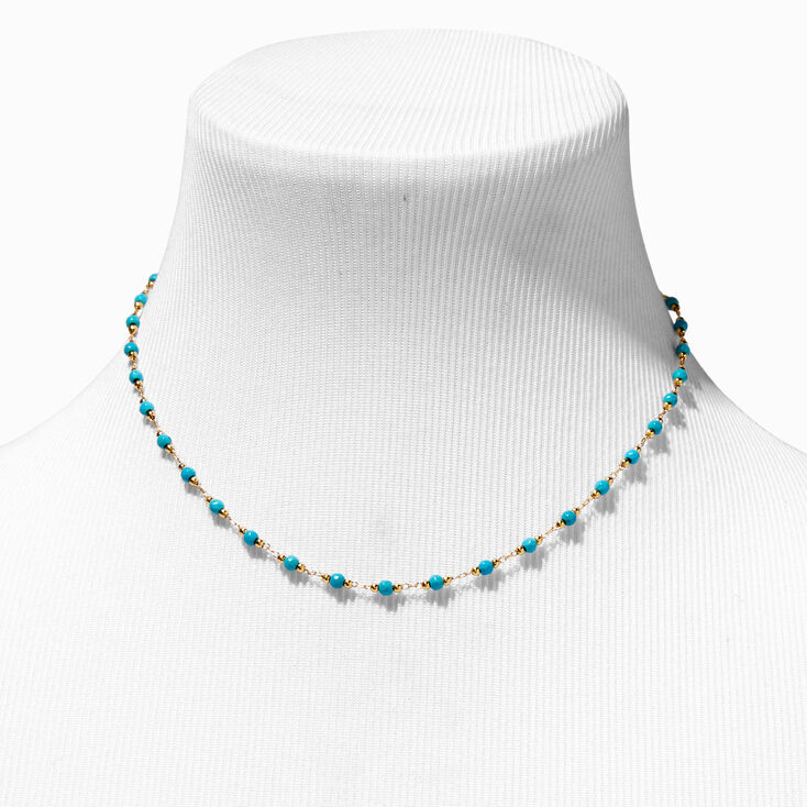 Icing Select 18k Gold Plated Turquoise Beaded Necklace,