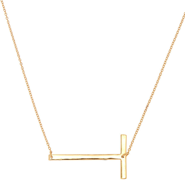 Oversized Initial Pendant Necklace - T,