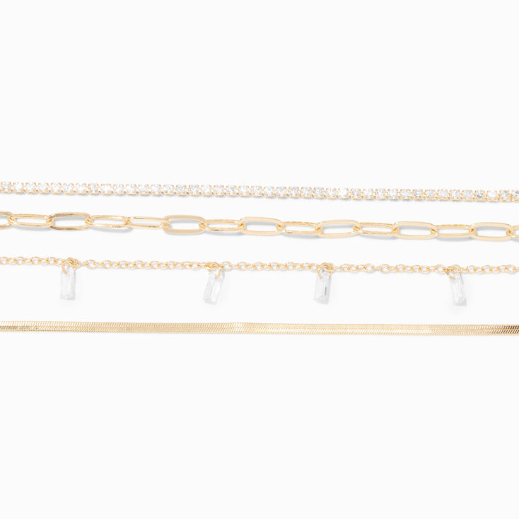 Gold Cubic Zirconia Emmy Mixer Bracelet Set - 4 Pack,