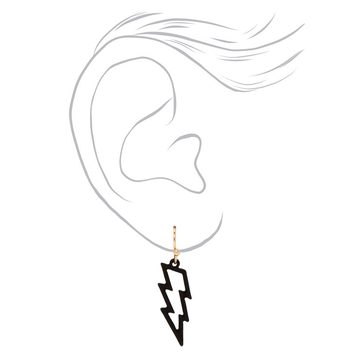 Matte Black 1&quot; Lightning Bolt Drop Earrings,