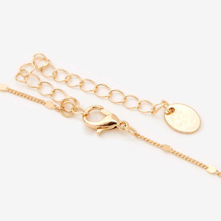 Gold Half Stone Initial Pendant Necklace - M,