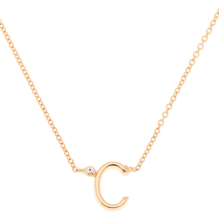 Gold Initial Necklace - C,