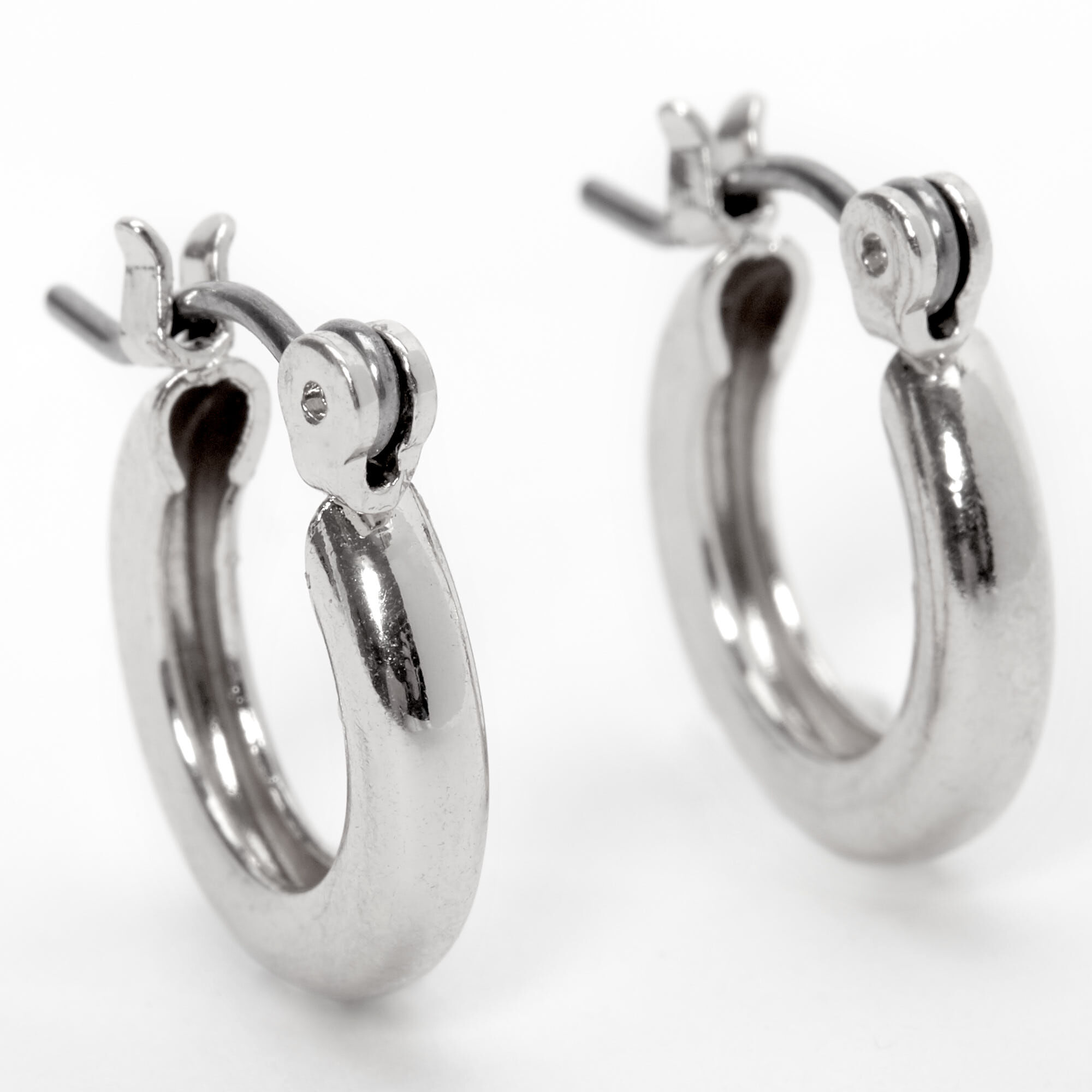 Tube hoop earrings clearance silver