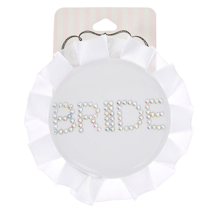 White Ruffle Bride Button,