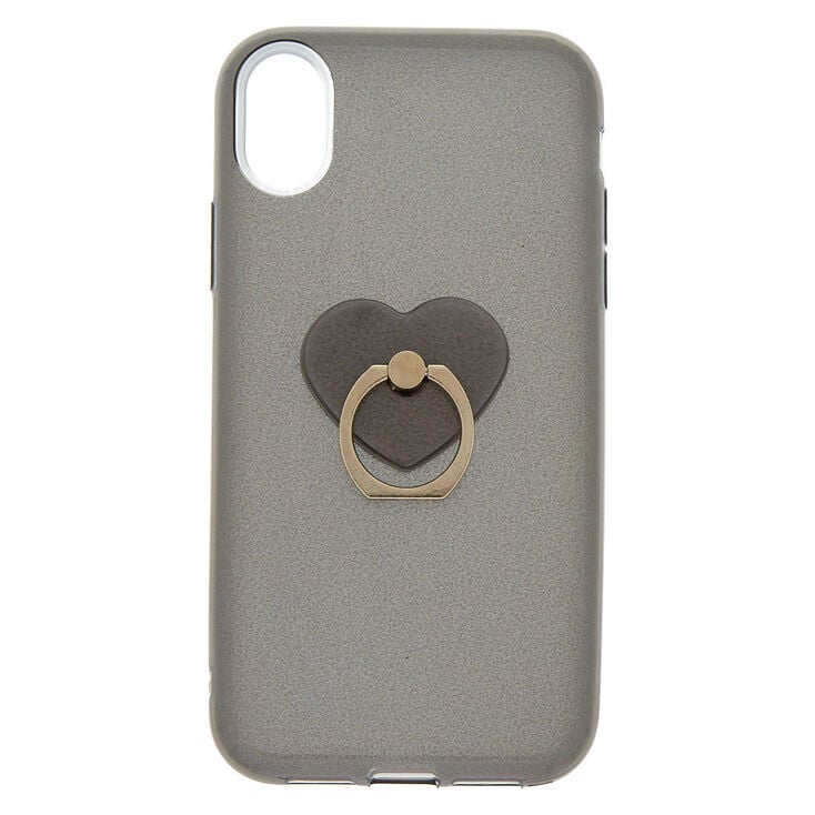 Glitter Heart Ring Stand Phone Case - Fits iPhone XR,