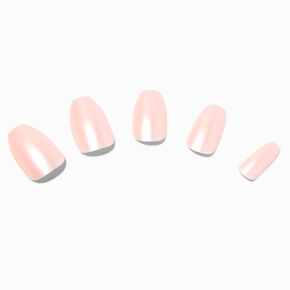 Light Pink Frosted Coffin Vegan Faux Nail Set - 24 Pack,