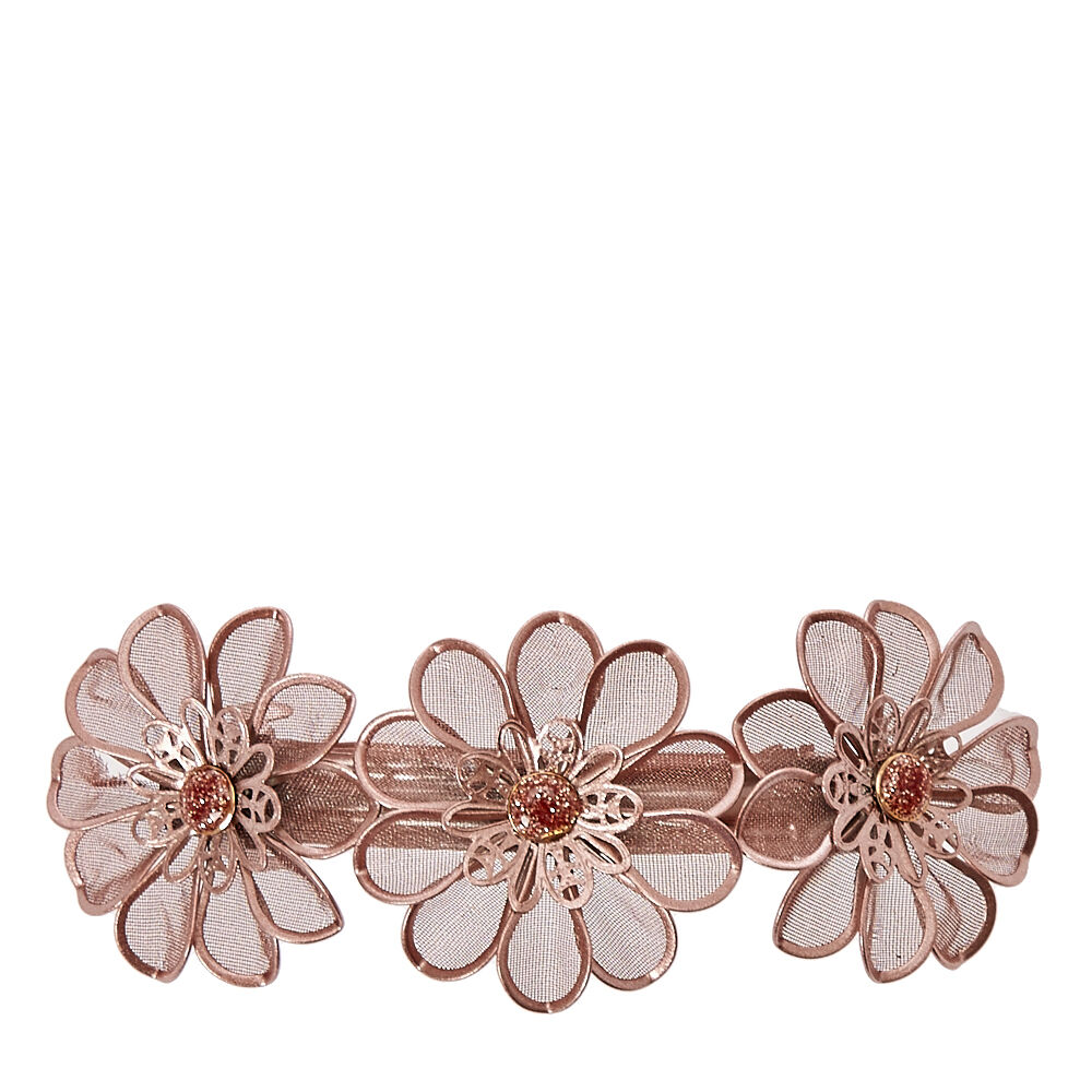New Beautiful Gold Plated Flower Clear Gem set Hair Clip Pin Barrette