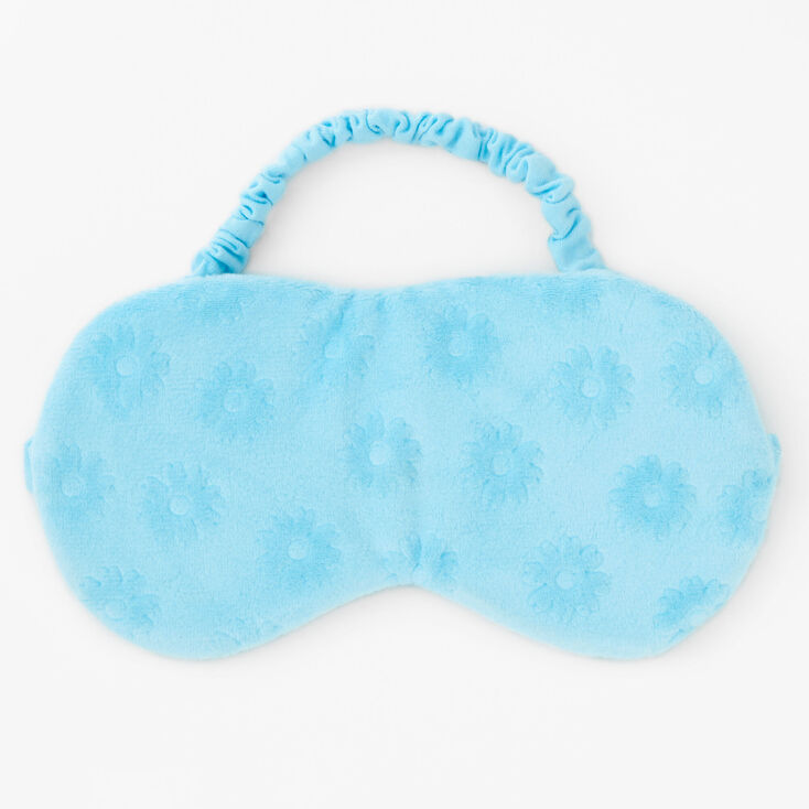 Neon Blue Daisy Plush Sleeping Mask,