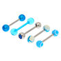 Silver 14G Marble Swirl Tongue Rings - Blue, 5 Pack,