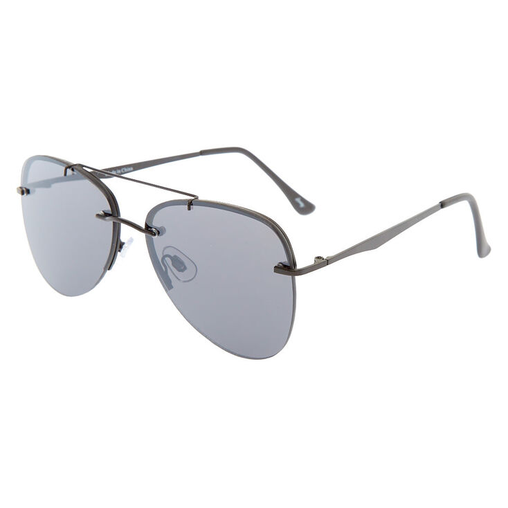 Black Rimless Aviator Sunglasses,