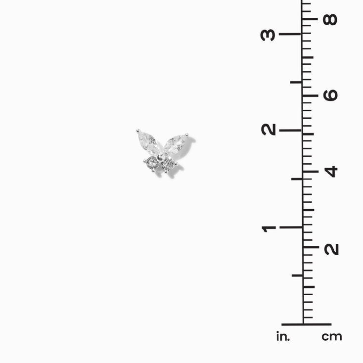 Cubic Zirconia Butterfly Stud Earrings - Silver-tone,