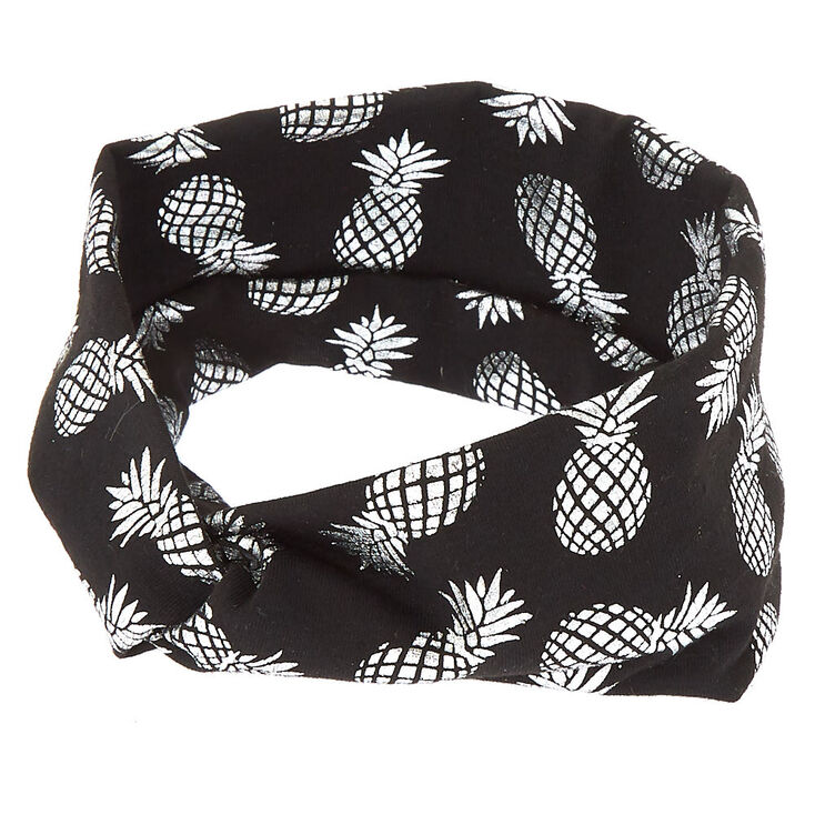 Wide Jersey Metallic Pineapple Headwrap - Black,