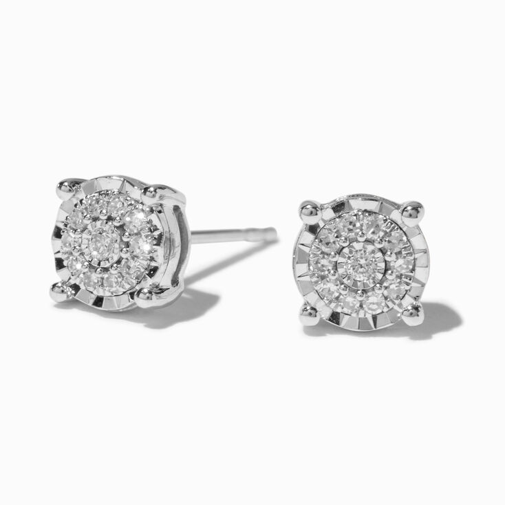 Silver Cubic Zirconia 5MM Magnetic Stud Earrings - 3 Pack,
