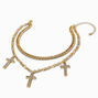 Gold-tone Cross Multi-Strand Choker Necklace,