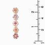 Rainbow Crystal Flowers Gold 2&quot; Linear Drop Earrings,