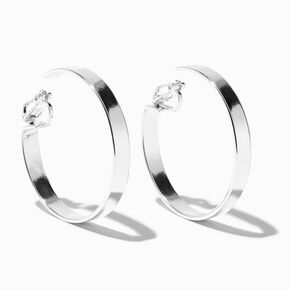 Silver 40MM Flat Wide Clip-on Hoop Earrings,