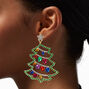 Gemstone Christmas Tree 3&quot; Drop Earrings,