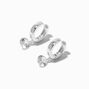 Silver-tone Cubic Zirconia 10MM Huggie Hoop Earrings,