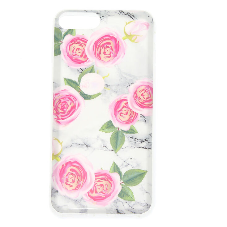Pink Peonies Marbled Phone Case - White,