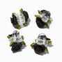 Black Satin Rose Hair Claws - 4 Pack,