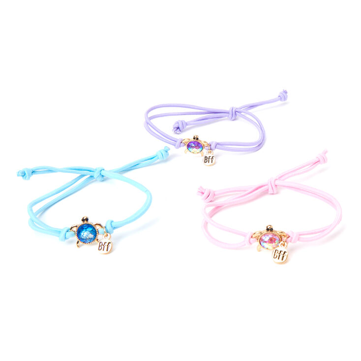 Gemstone Turtle BFF Friendship Bracelets - 3 Pack,