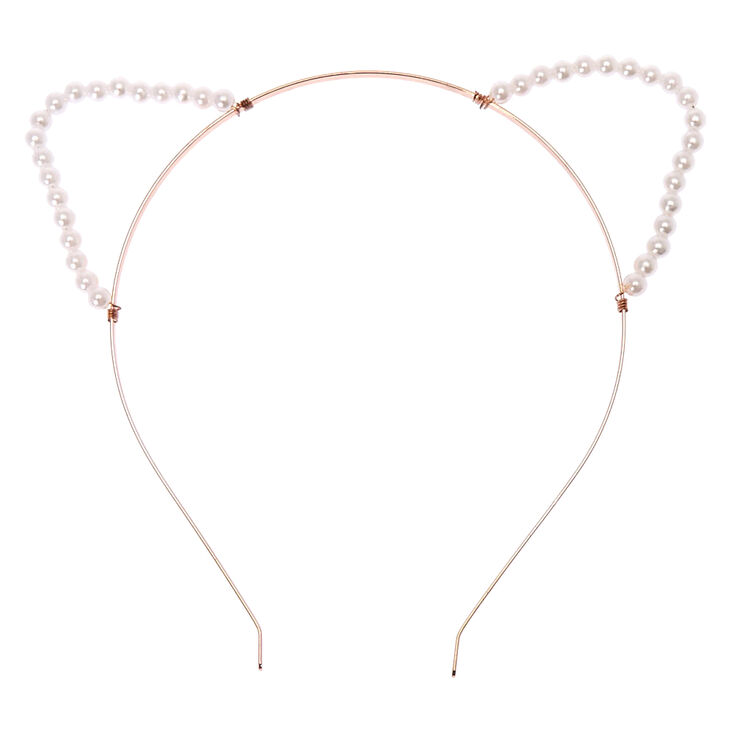 Rose Gold Pearl Cat Ears Headband,