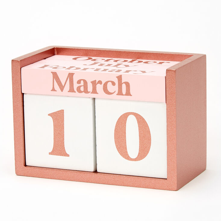 Pink Glitter Perpetual Block Calendar,