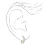 Silver 10MM Flat Glitter Hoop Earrings,