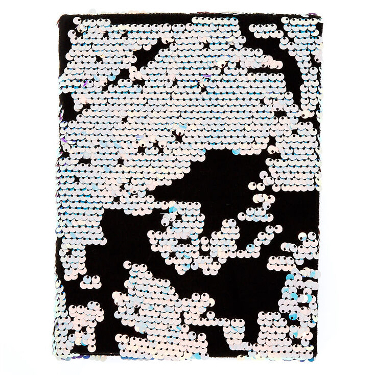 Velvet Reverse Sequin Notebook - Black,