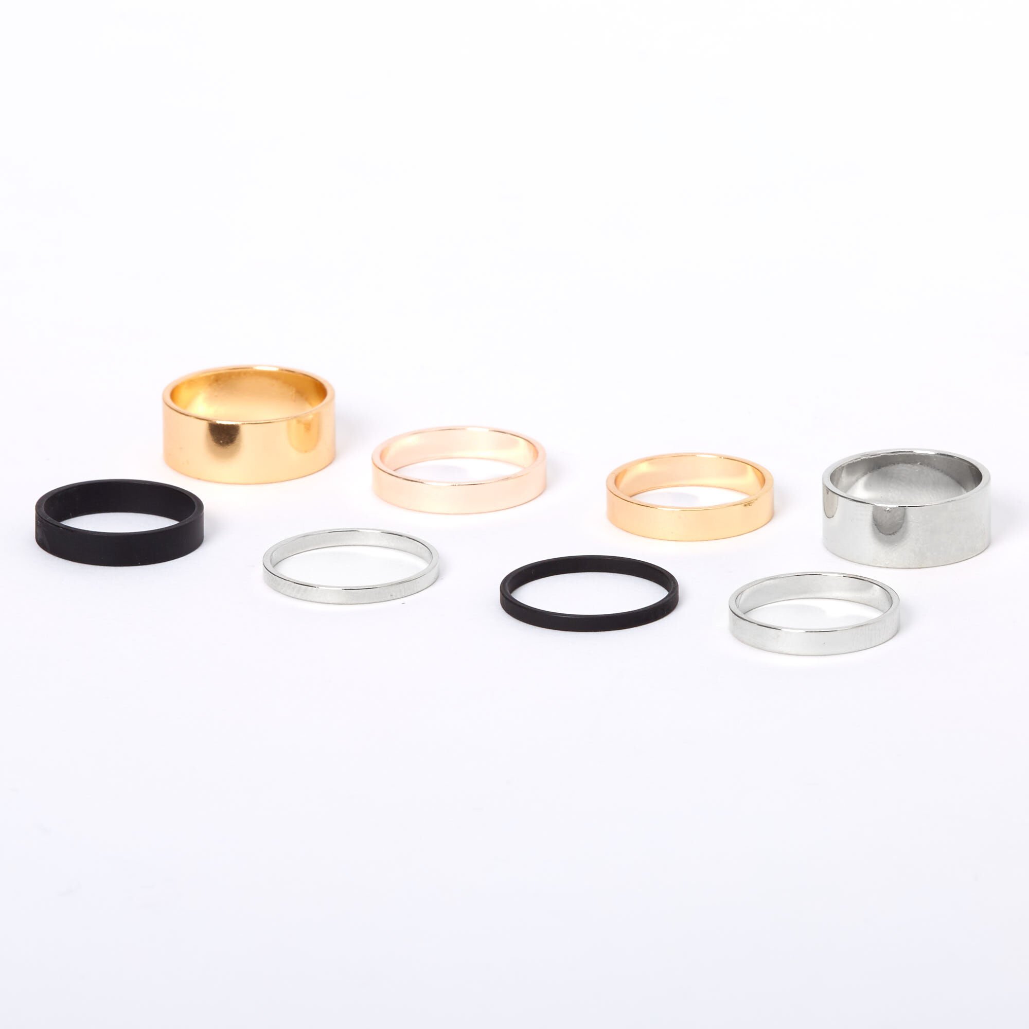 Mixed Metal Basic Ring Set 8 Pack Icing US