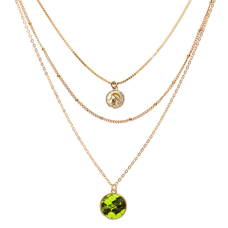 Gold Neon Snakeskin Multi Strand Necklace,