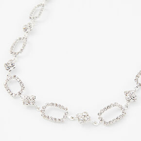 Silver Rhinestone Oval Choker,