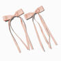 Blush Pink Grosgrain Ribbon Long Tail Hair Bow Clips - 2 Pack,