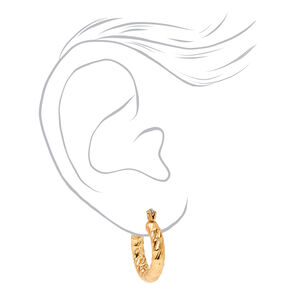 Gold 10MM Textured Hinge Hoop Earrings,