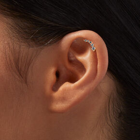 18k Rose Gold Plated Titanium 16G Crystal Curve Cartilage Earring,